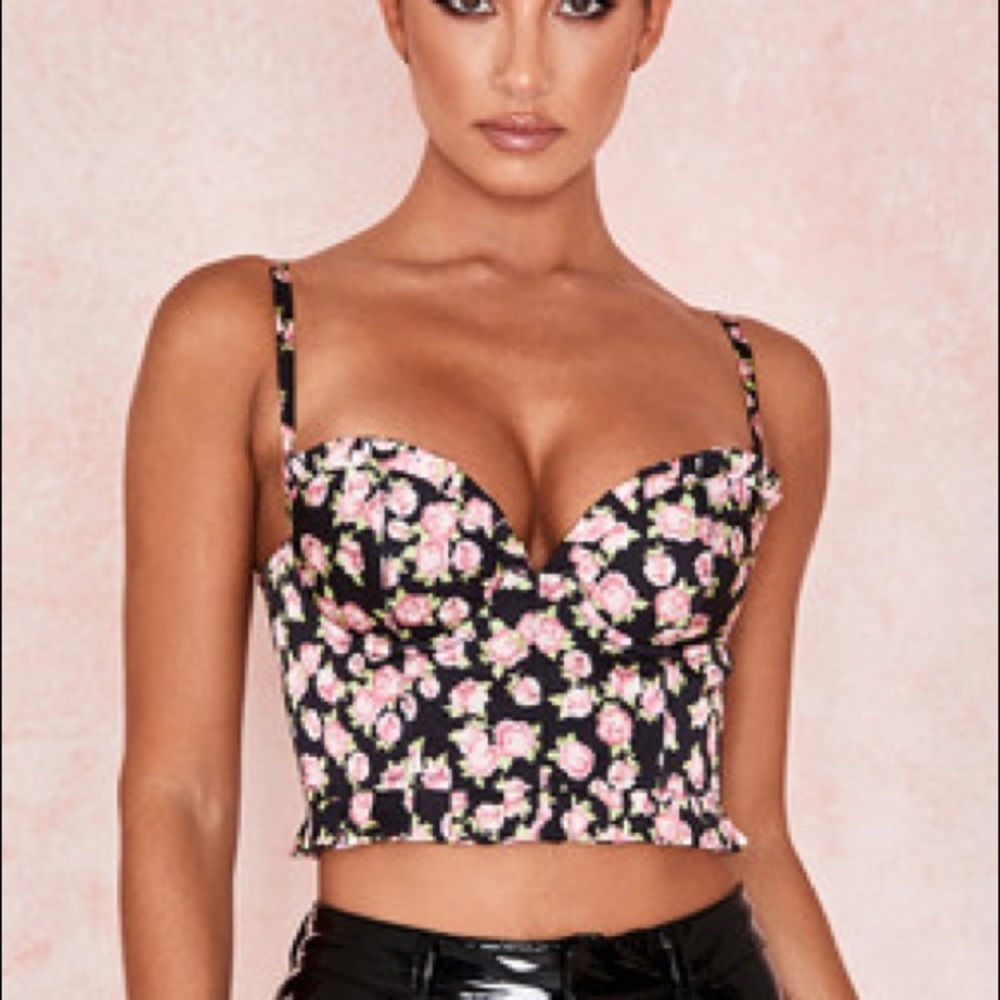 House of CB DAISY' SATIN FRILL CUP BUSTIER